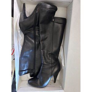 Aldo Boots Womens 8.5 Palermina Tall Knee High Leather Black Stiletto Spike Heel